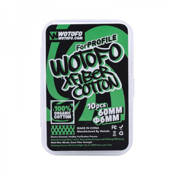 Wotofo Profile Xfiber Cotton Watte 60mm x 6mm (10 Stück pro Packung)